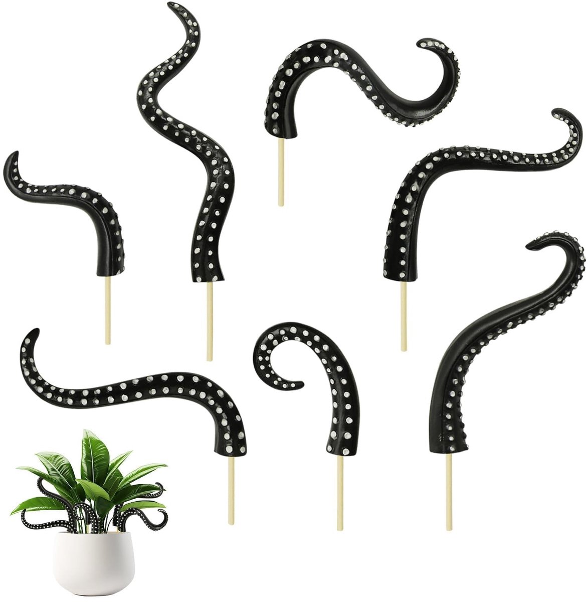 Dailygoods- Octopus Decoratie - 7st Tentakel Haringen - Nachtlicht - Zwarte Tuindecoratie - Veiligheidswaarschuwing - Unieke Benodigdheden