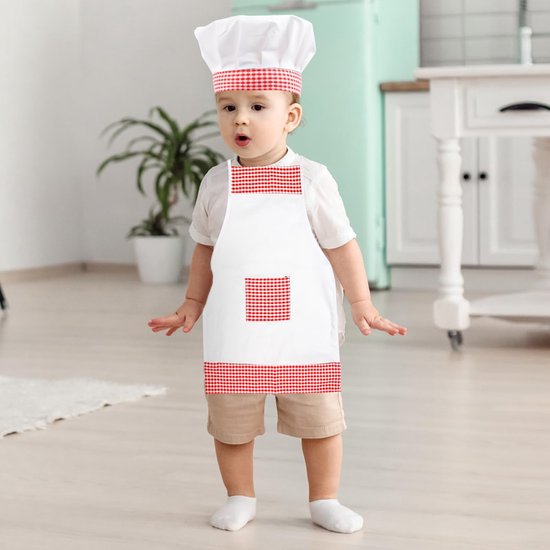 Dailygoods - Schattige 2-delige Baby Kok-Outfit met Muts en Schort voor 6-24 Maanden — afbeelding 2