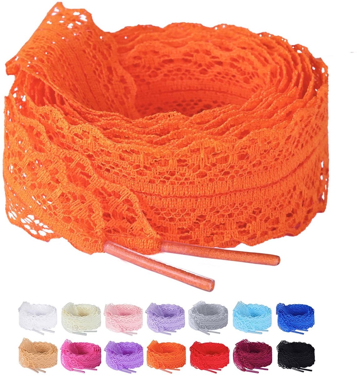 Dailygoods - Olukssck 2 paar platte veters veters, 3 cm breed fancy lint schoenveters voor vrouwen