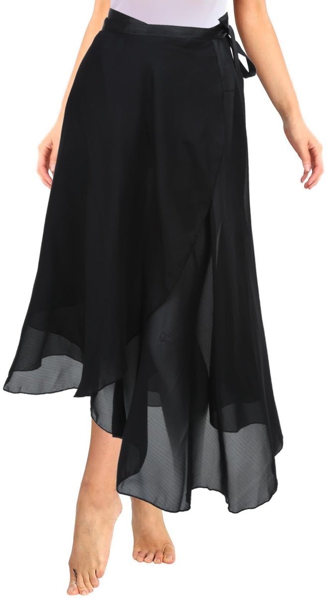 Dailygoods- Dansrok Lange Transparante Balletrok - Chiffon Rok - Verstelbare Riem - Wikkeldesign - Elegante Look - Vrije Beweging - Tutu