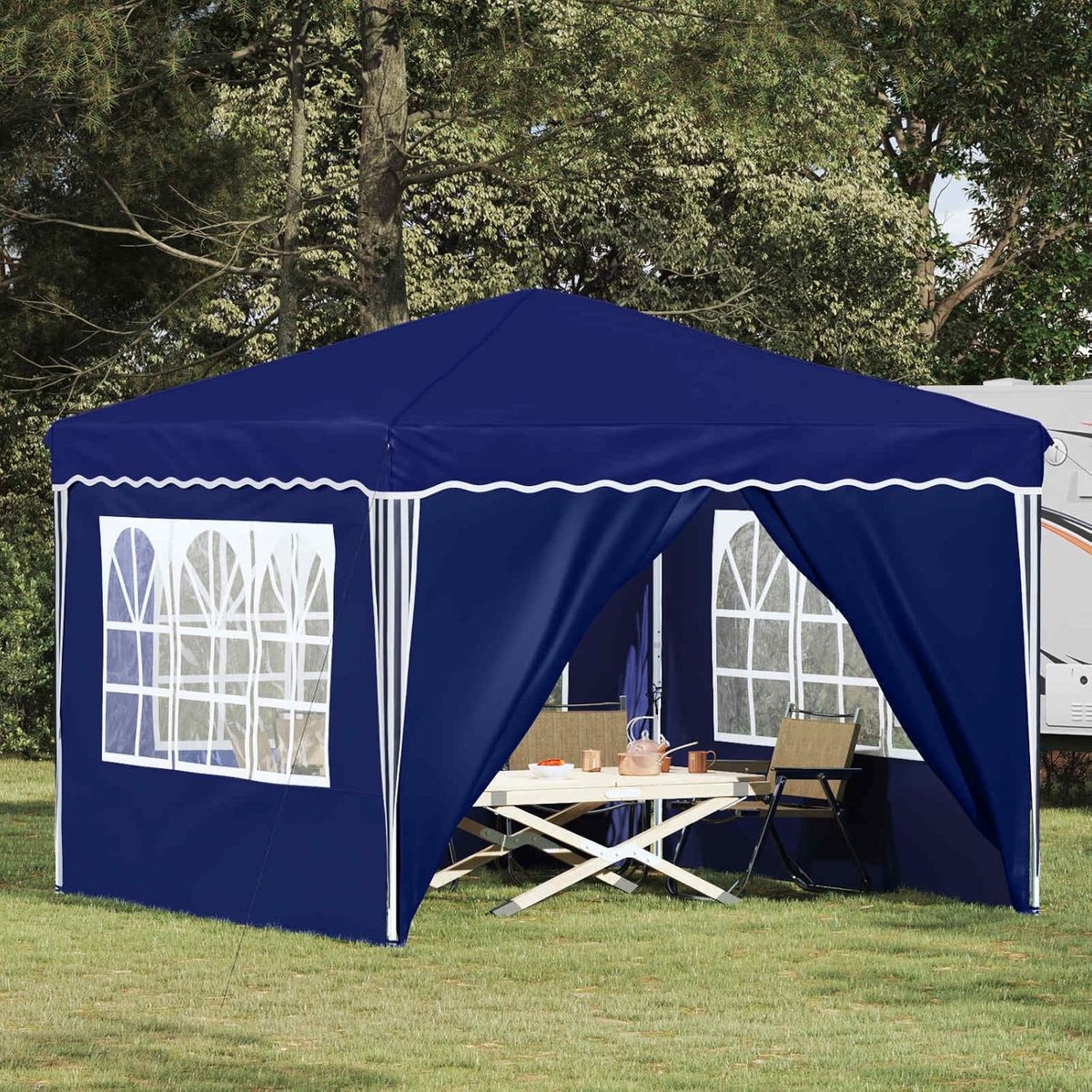 Pop-up partytent - Feesttent vouwbaar - Buitenfeest organiseren - Waterdicht Oxford-stof - 288 x 288 cm - Blauw