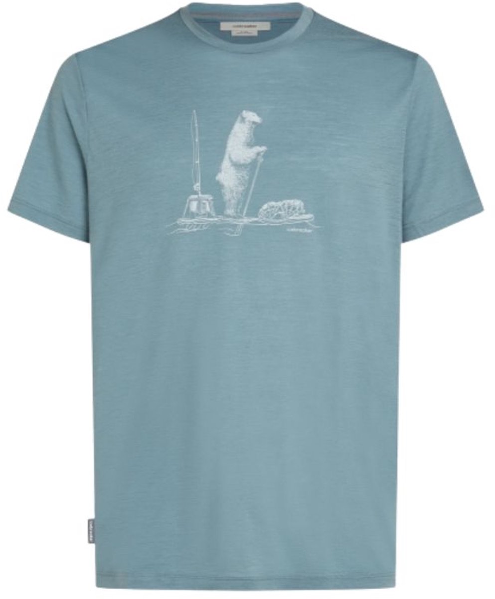 Icebreaker Merino 150 Tech Lite II SS Tee Polar Paddle T-Shirt Heren – 100% Merinowol – Ademend Sneldrogend & Geurbestendig Outdoor Shirt Blauw