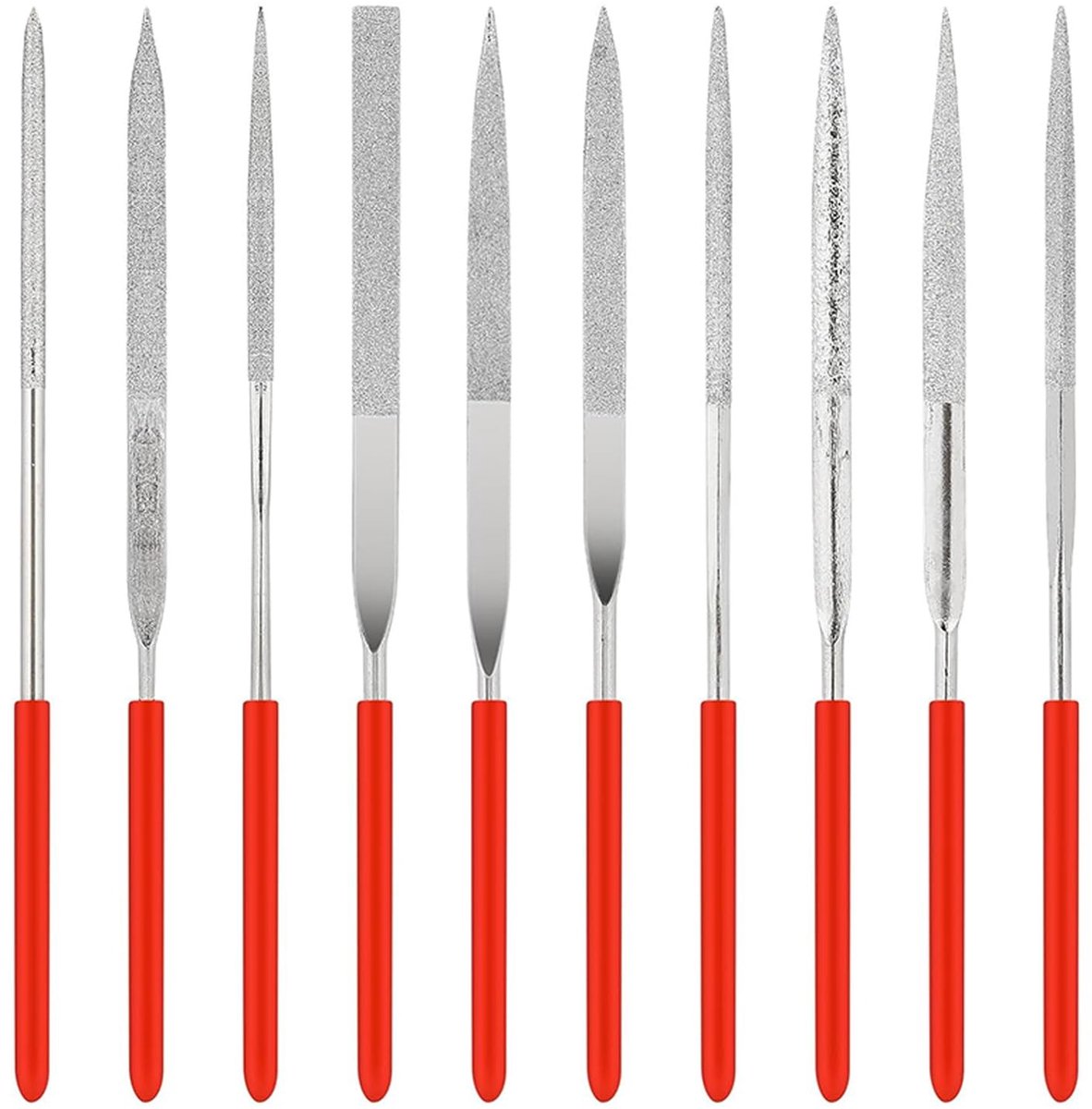 Dailygoods- Mini-Naaldvijlset 10 Stuks - Diamantvijlen - Metalen Vijl - Precisie Vijl - Slijtvast - Zachte Grip - Vijlen
