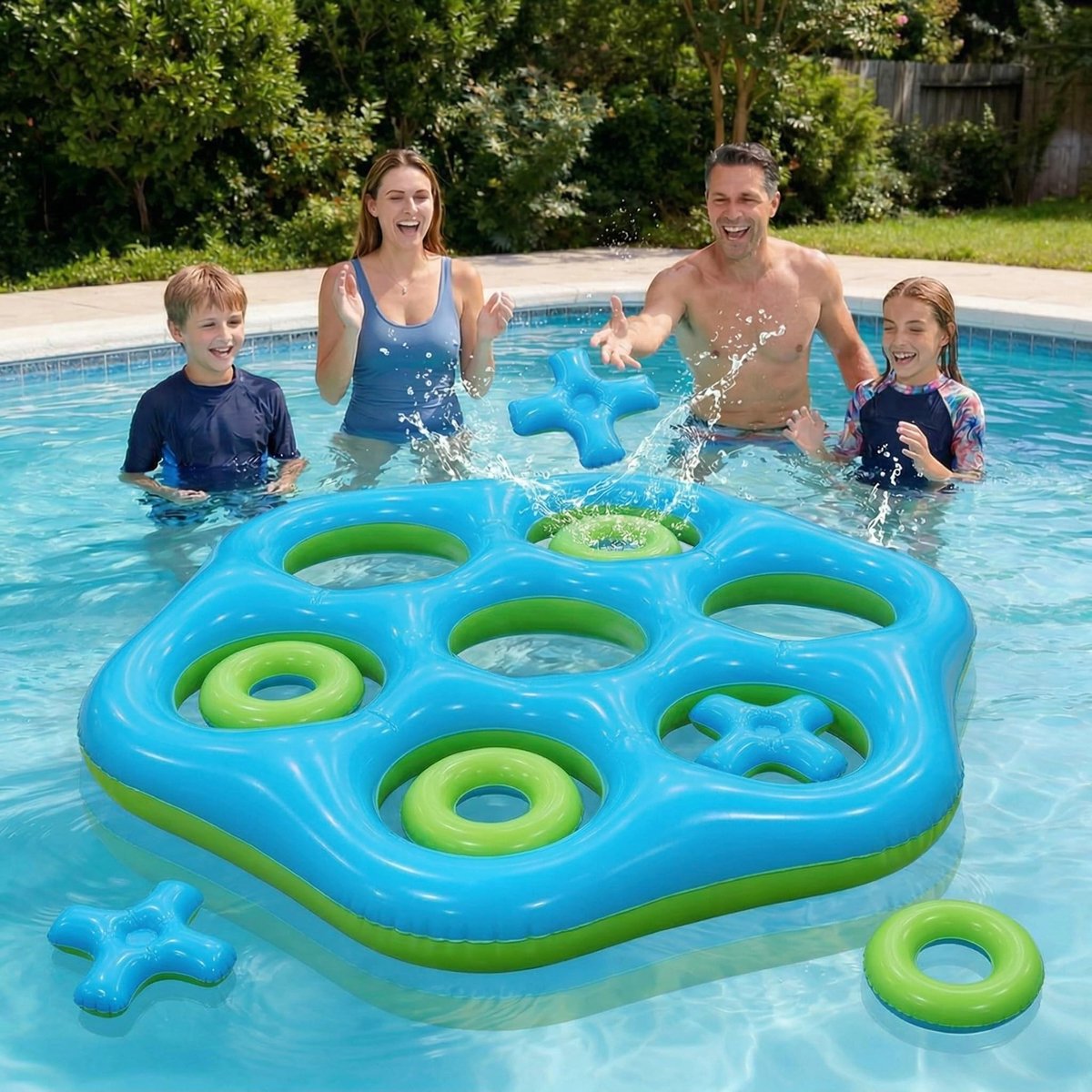 Dailygoods- Opblaasbare Set voor Zwembad - 7-delig - Robuust PVC - Blauw/Groen - Voor Kinderen/Volwassenen - Ideaal voor Buitenactiviteiten - Opblaasbaar Speelgoed