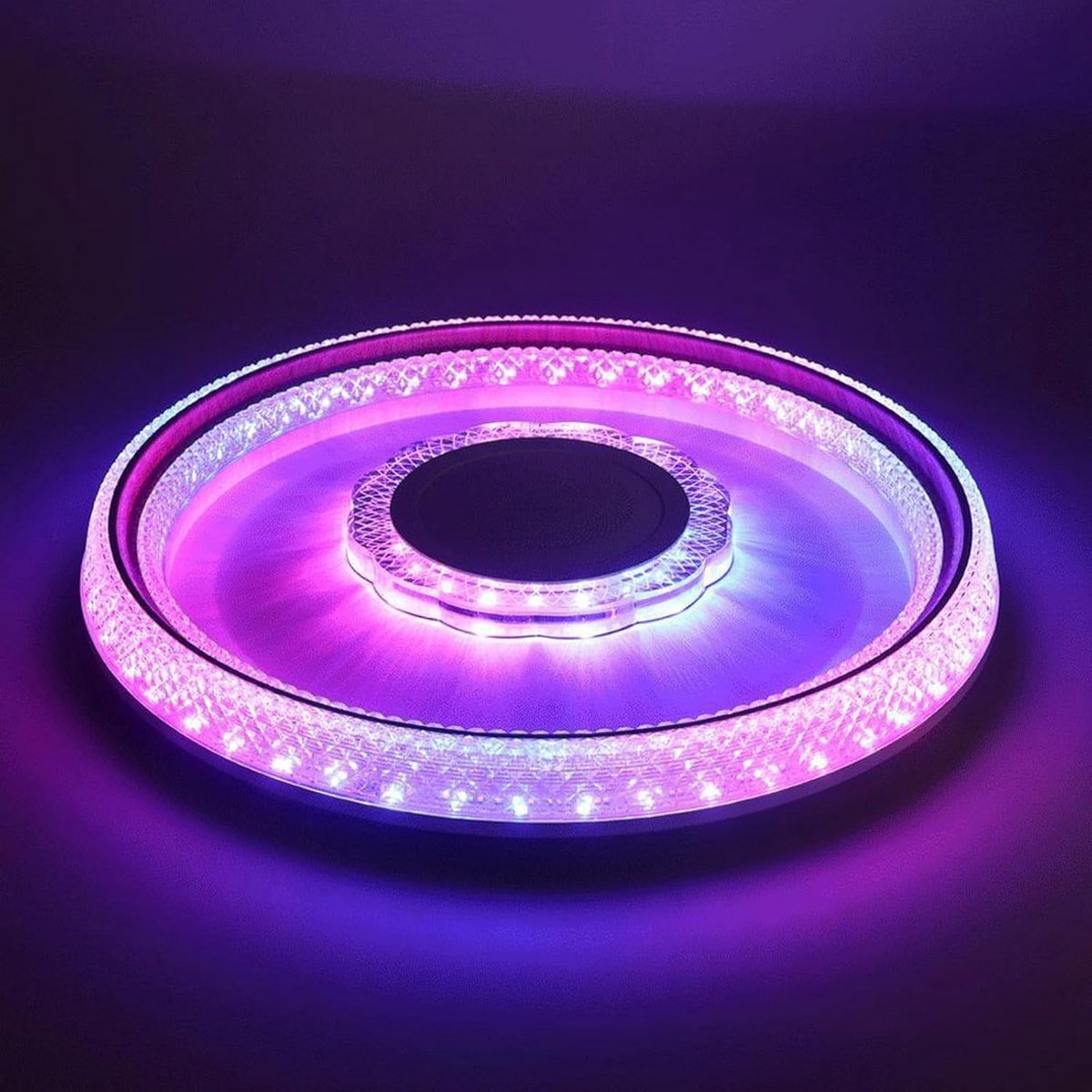 RGB Plafondlamp - Muziek Lamp - Sfeerverlichting Creëren - Traploos Dimbaar - 49CM Diameter - Wit