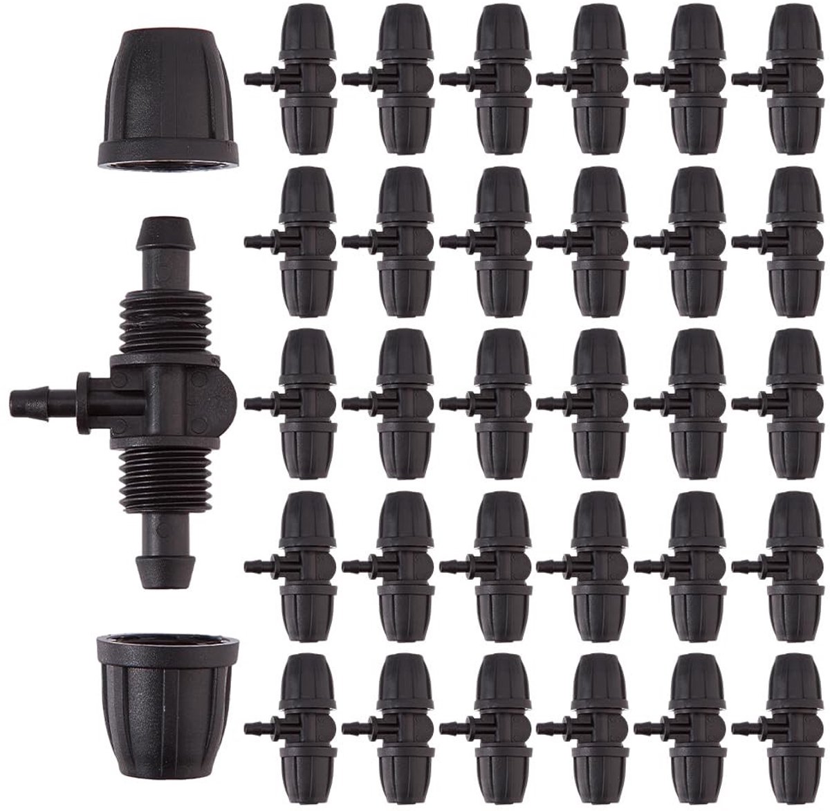 Dailygoods- Bewateringsconnector 30 Stuks - 3/8 Inch/1/4 Inch - Druppelirrigatiehulpstukken - 3-Weg Connector - Tuinsproeier - Reducerend Ontwerp - Irrigatieconnector