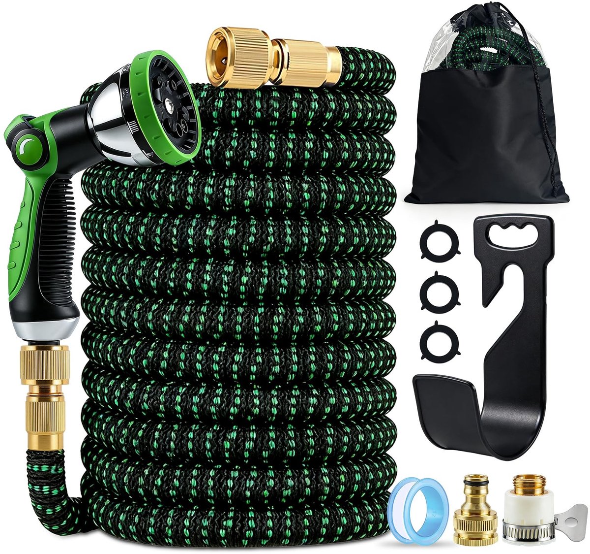 Dailygoods- Tuinslang 30 meter - Flexibele Tuinslang - Irrigatieslang met 10 Sproeifuncties - Uittrekbare Waterslang - Tuinslang voor Buiten - Maximaal Flexibel