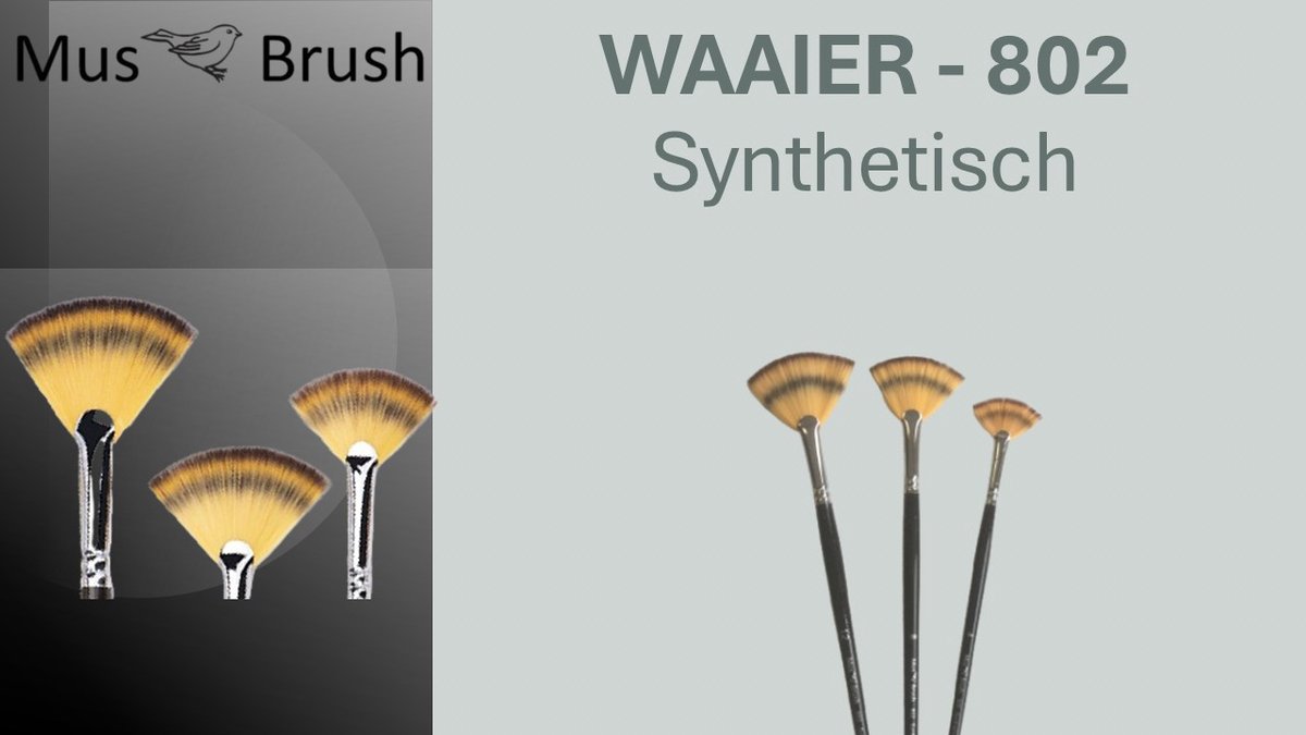 MusBrush Serie 802 - 3 delig - Waaierset - Synthetisch - Penselenset