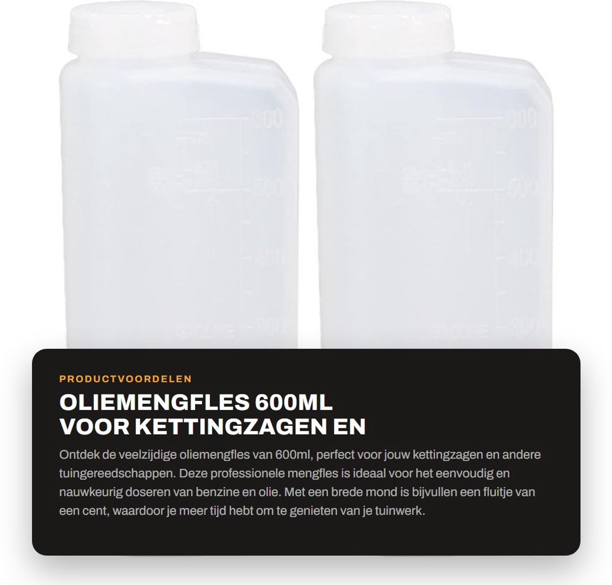 Dailygoods- Oliemengfles 600ml - Benzine Fles - Brandstoffles - Geschikt voor Kettingzagen - Nylon Kunststof - Professioneel Mengresultaat