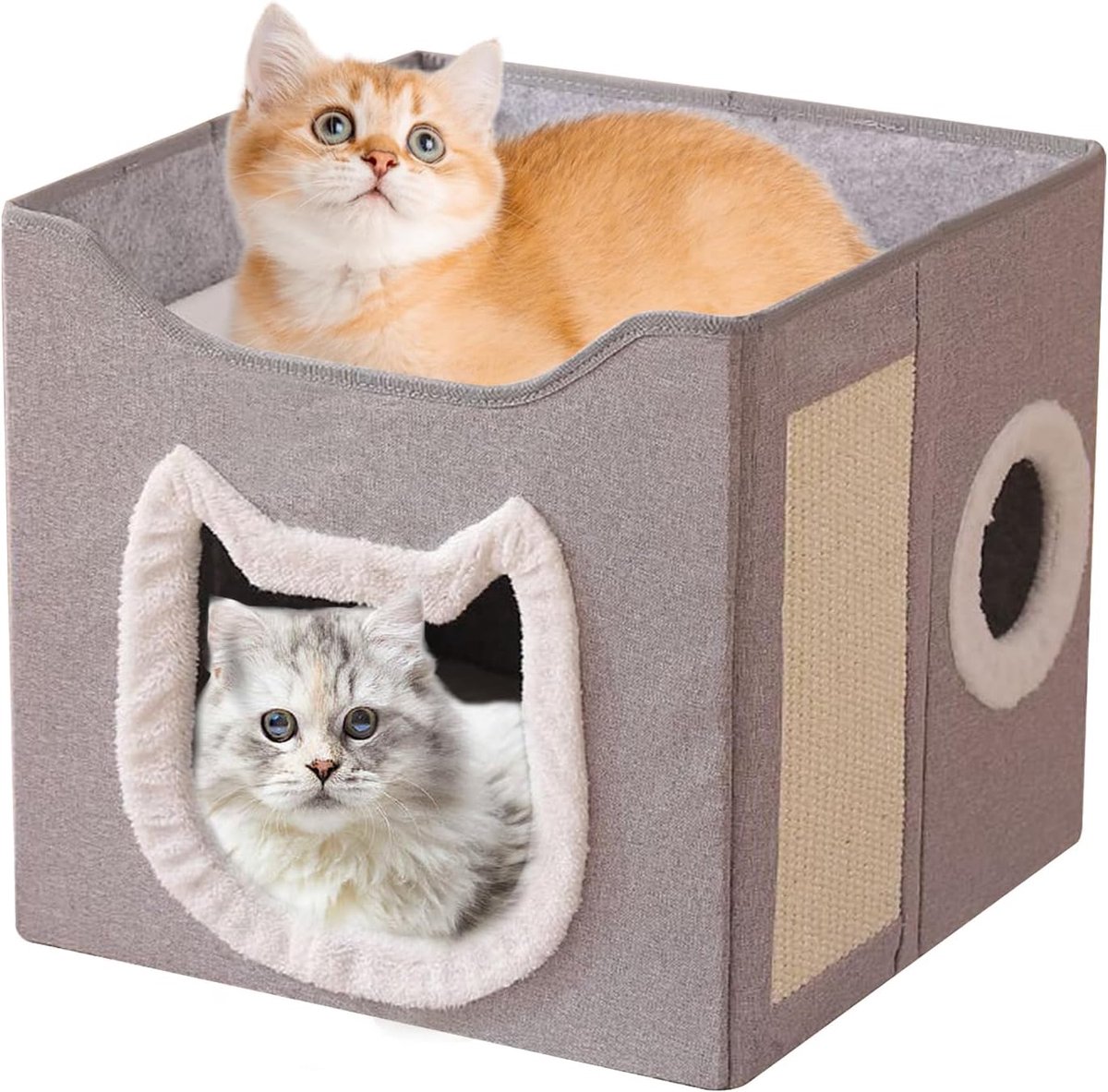 Kattenhuis Opvouwbaar - Kattentent Meubilair - Rustplek Creëren - Dubbellaags Ontwerp - 40x40x36.5 cm - Lichtgrijs