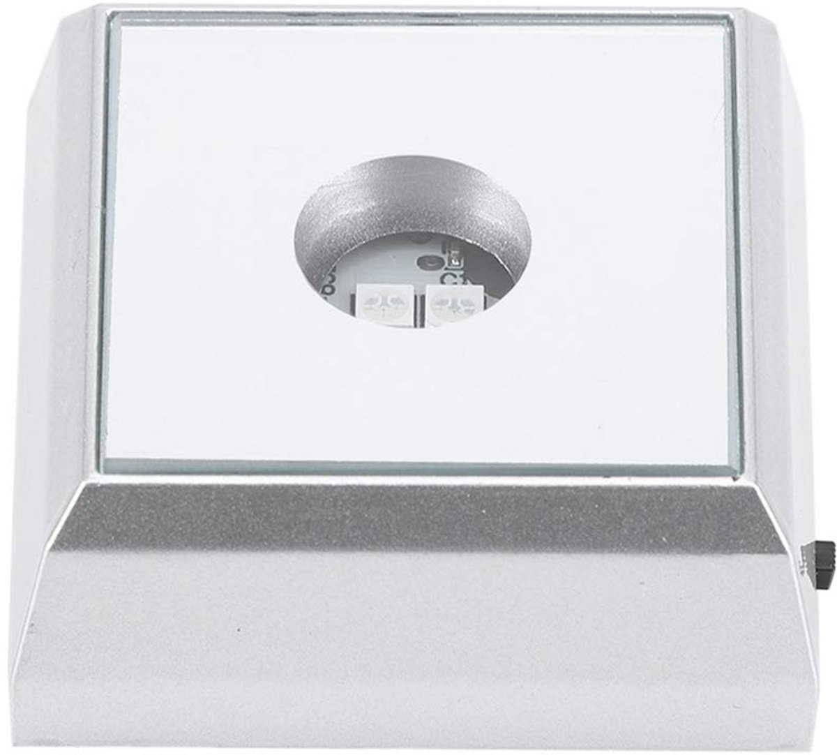 Dailygoods - LED-lichtbasis - Zilveren displaystandaard - Verlicht 3D-glaskunst - Vierkant ontwerp - Kleurverandering - Ideaal voor decoratie - Geschi...