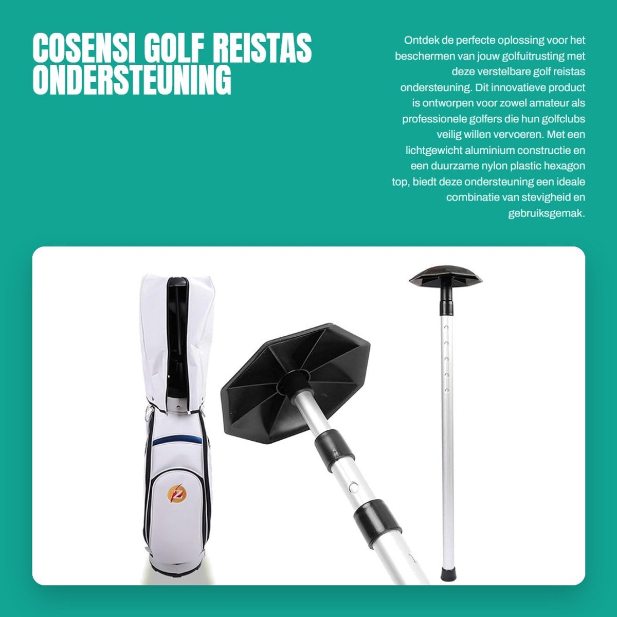 Dailygoods- Golfreistas Verstelbaar - Aluminium Ondersteuning - Lichtgewicht - Duurzaam - Beschermend - Tot 53" Uitbreidbaar - Golftas