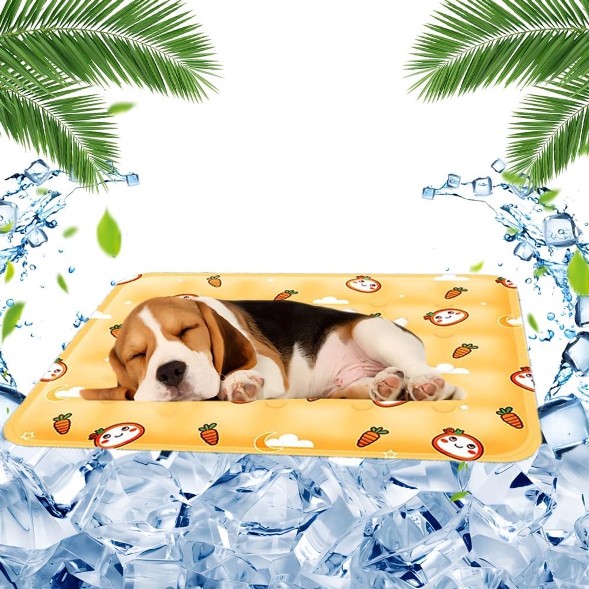 VHV-Koelmat voor Honden en Katten Geel 40x50cm - Zelfkoelende Mat met Niet-Giftige Gel - Krasbestendige Koelmat voor Huisdieren - Waterdichte Koelingsmat voor Honden en Katten - Ideaal voor Warme Zomerdagen