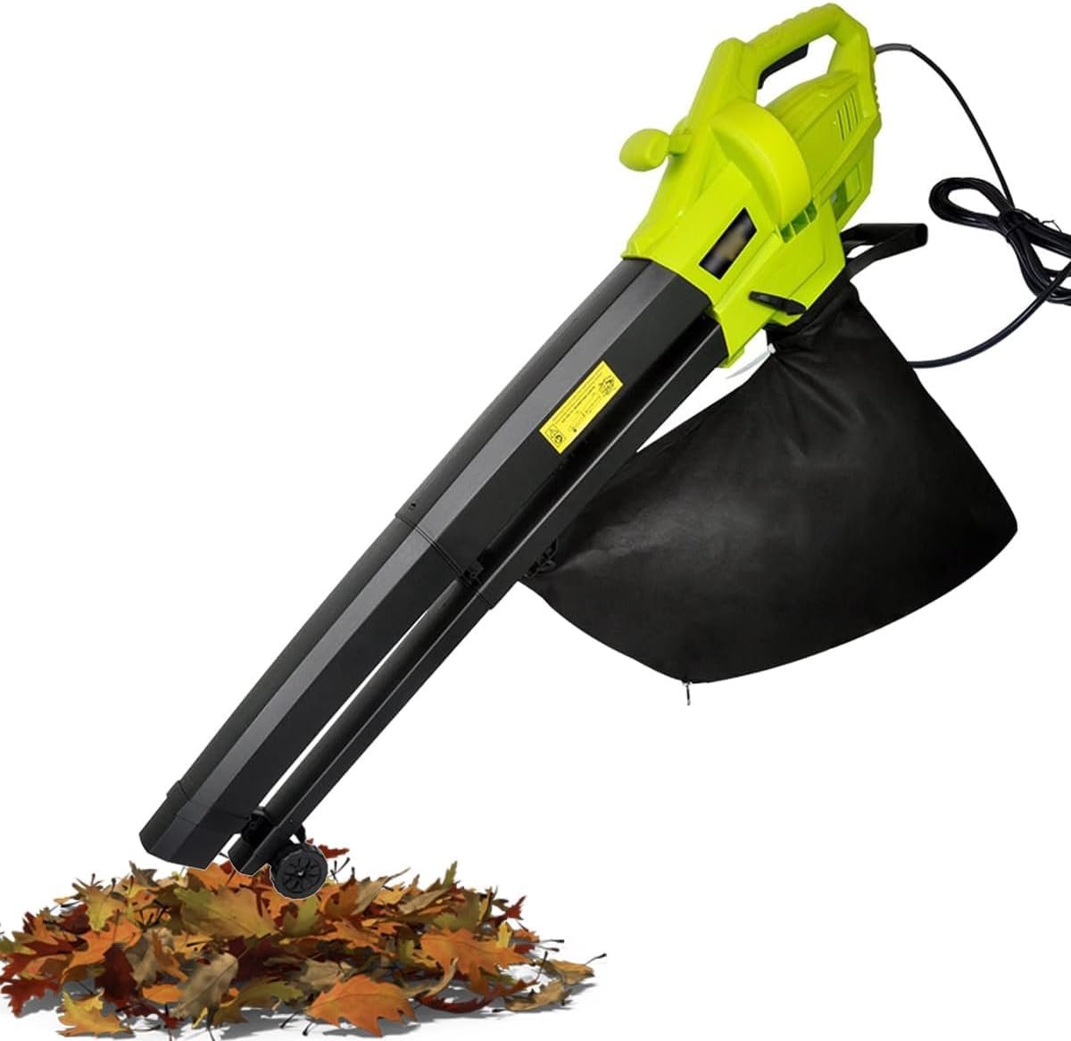 Elektrische Bladblazer - Tuin Mulcher - Bladeren Opruimen - 15:1 Mulch Ratio - 40L Zak - Groen