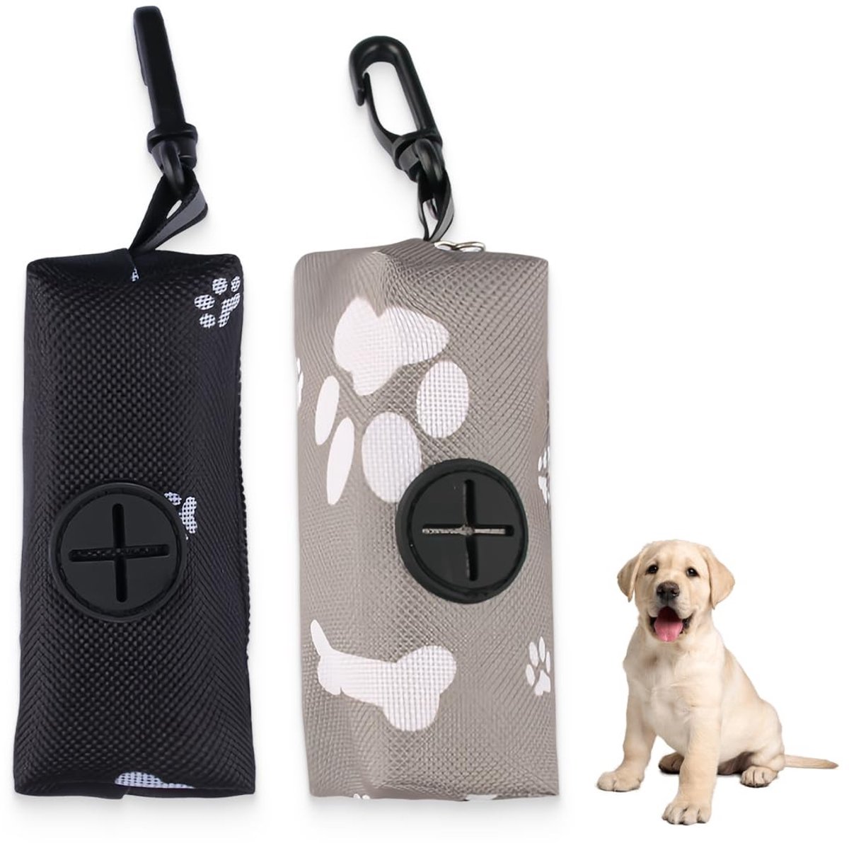 Dailygoods - 2 stuks hondenpoepzakdispenser, draagbare poepzakdispenser met ritssluiting, past op elke hondenriem voor de hond