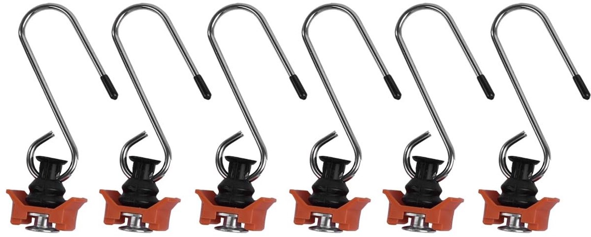 Dailygoods- Accessoireshaken - Pakket van 6 - Stevige Bevestigingshaken - Geschikt voor Vliegtuigrails - Ondersteunt tot 50 kg - Robuuste Constructie