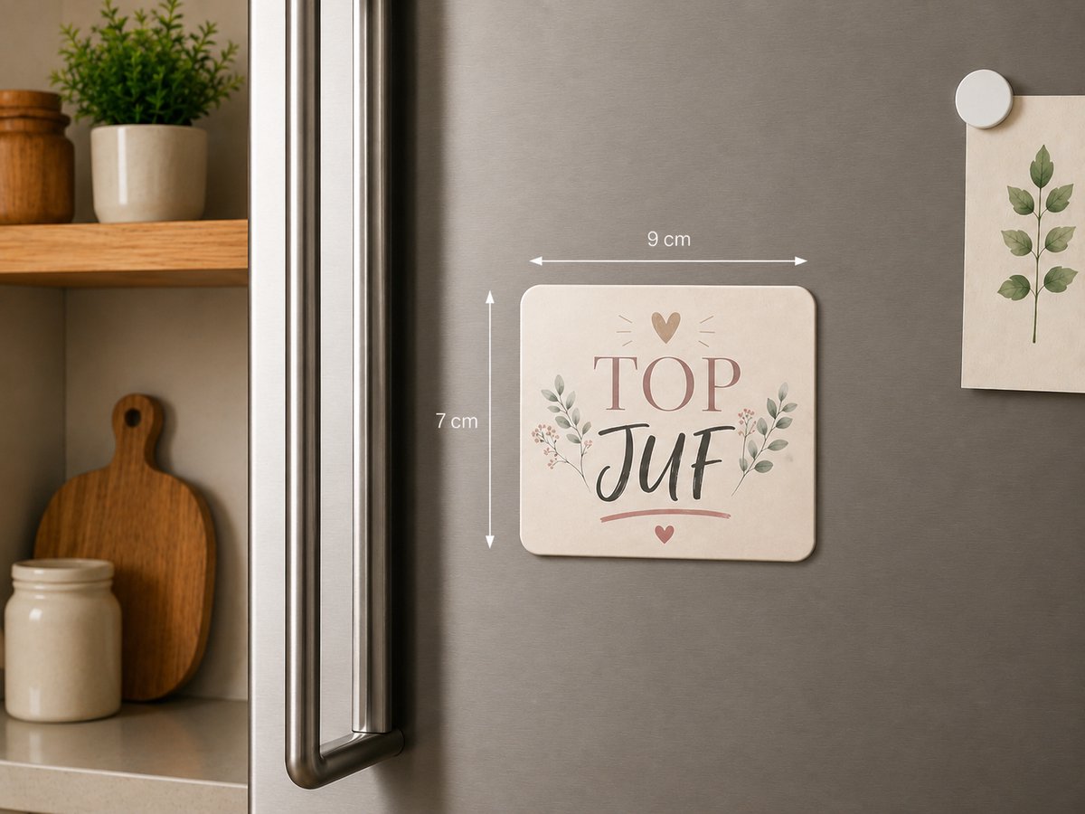 Koelkastmagneet Top Juf – Magneet 9x7 cm – Bedankje voor Juf – Cadeau Einde Schooljaar