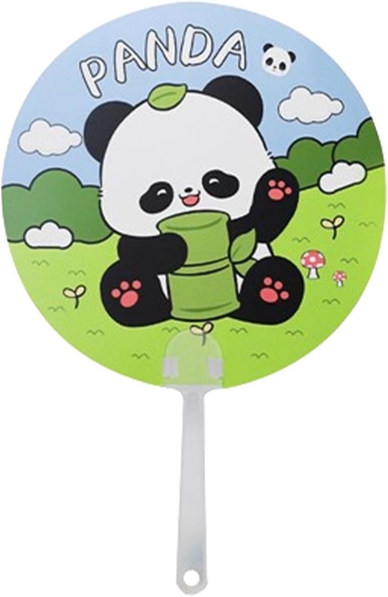 Ronde handventilator - Decoratieve waaier - Verfrissing onderweg - Schattig panda design - 17x26cm - Willekeurig