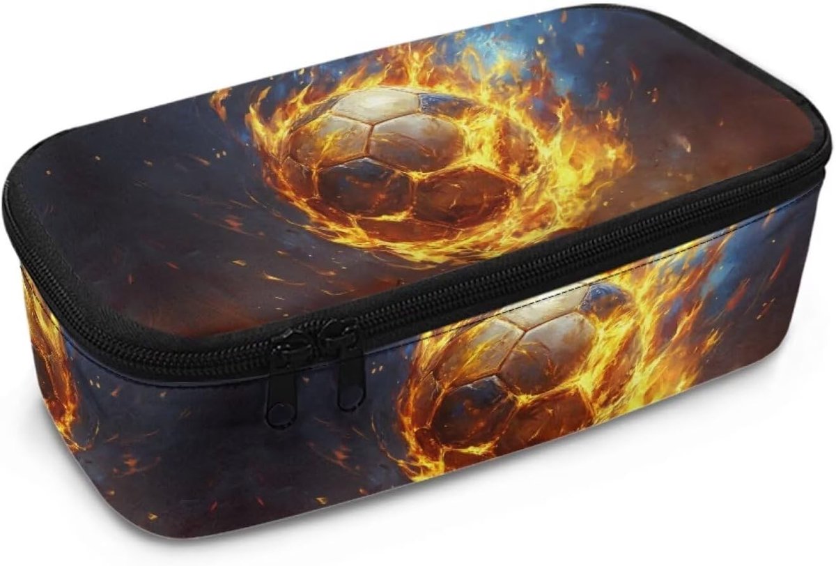 Jongens Etui - Pennenhouder Tas - Briefpapier Opbergen - Grote Capaciteit - Eén Maat - Voetbal Print