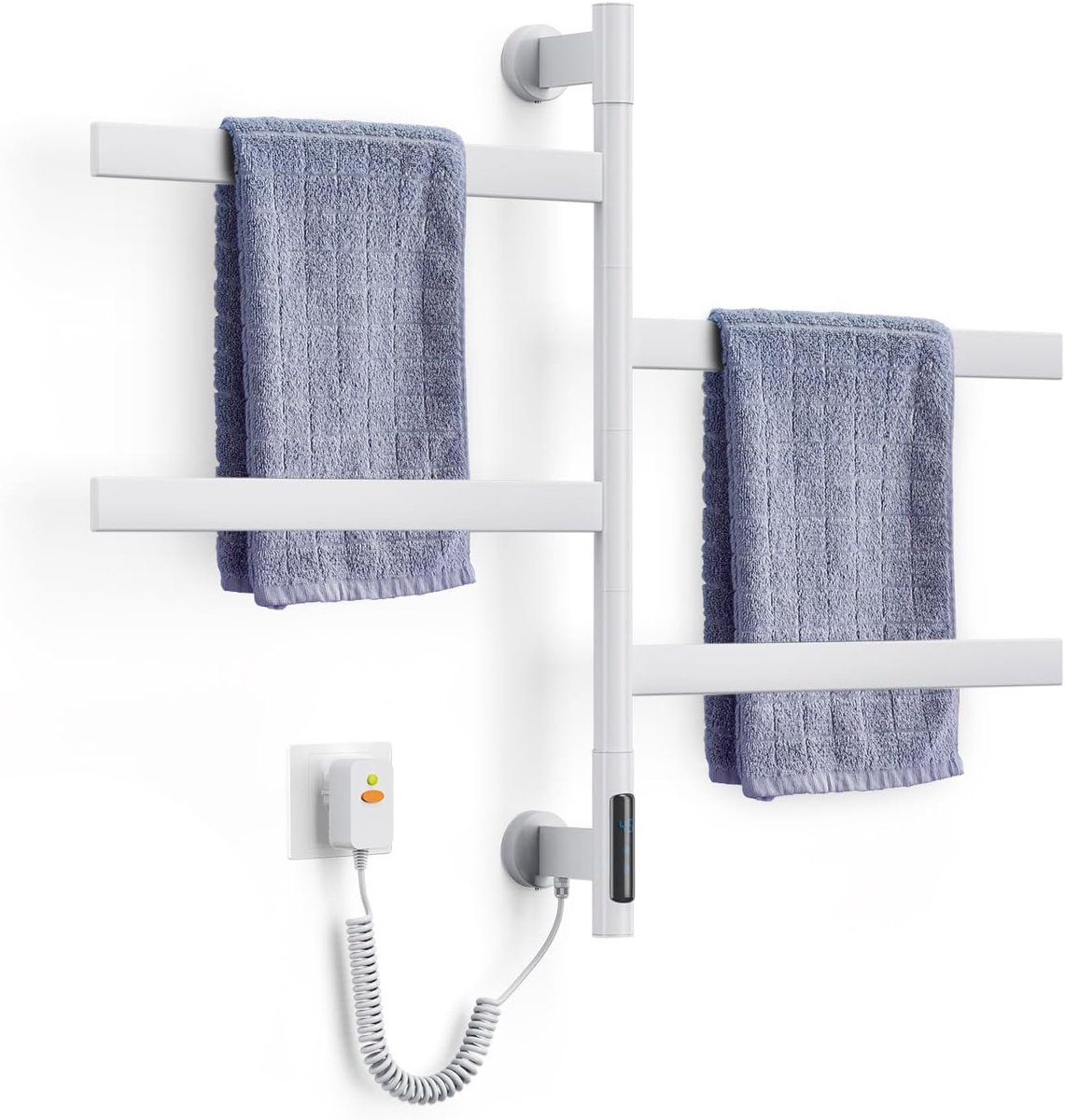 Badkamerradiator Handdoekdroger - Handdoekverwarmer Elektrisch - Handdoeken Drogen - Met Timer LCD - 70 x 485 cm - Wit