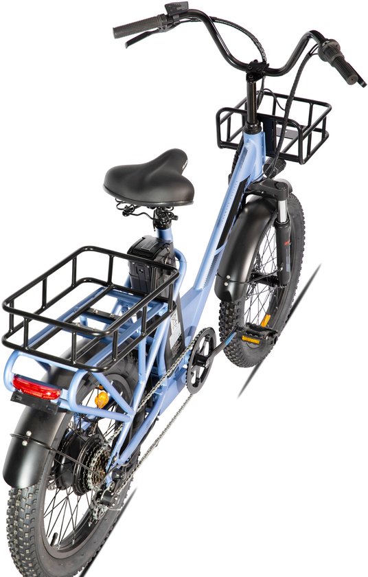 HILAND Elektrische Cargo Fatbike – 20" Dikke Banden – 48V – 7 Speed – blauw — afbeelding 5
