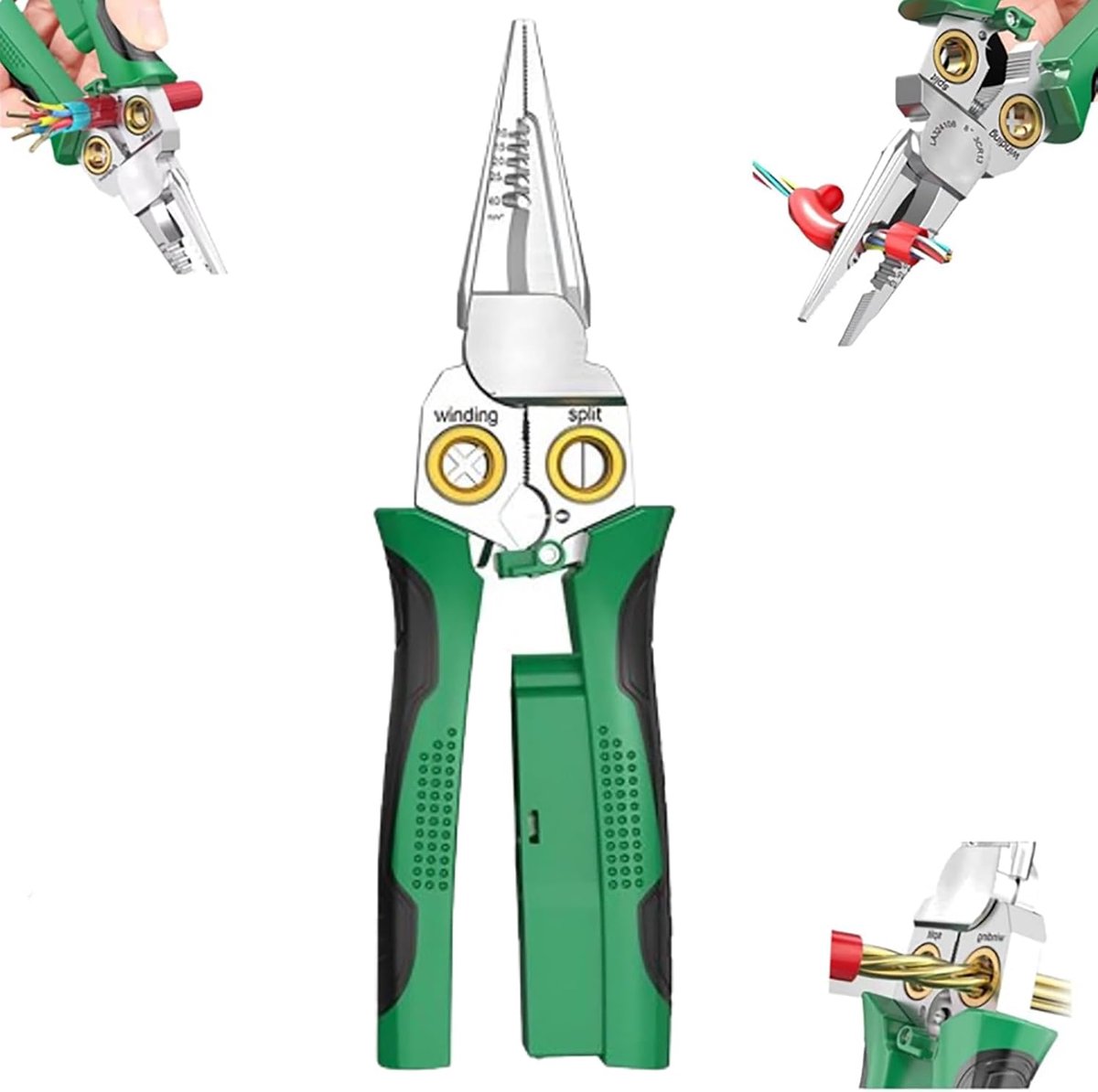8-in-1 Striptang - Kabelstripper Tang - Elektrisch Werk - Ingebouwde Spanningstester - AWG 18-10 - Groen