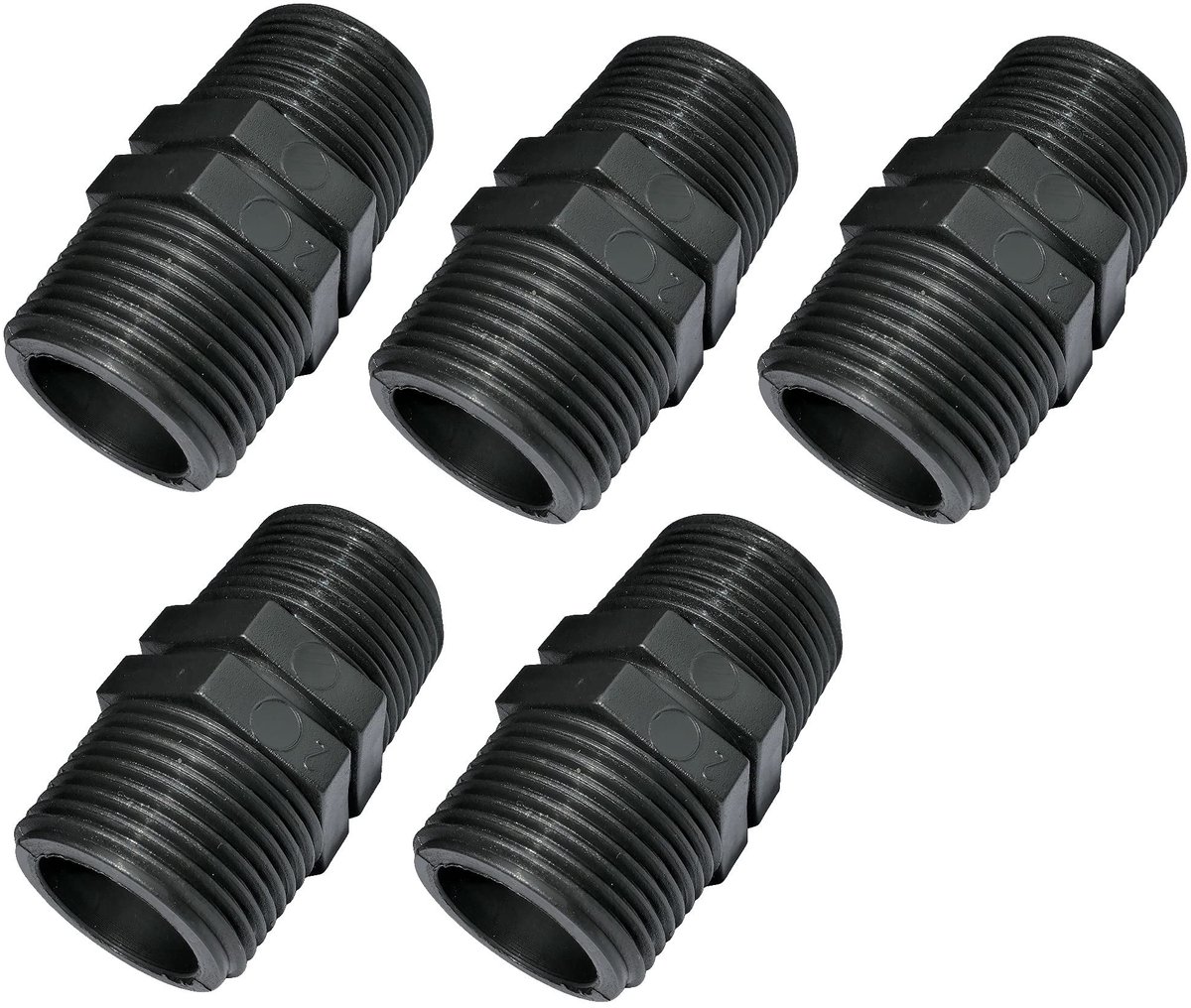 Dailygoods- Knelfittingen Set van 5 - Gelijke Nippel met Kunststof Schroefdraadaansluiting - Dubbele Buiten-/Buitendraad - 3/4"x3/4" - PN10 Staven - Essentieel voor Tuinman - Connector