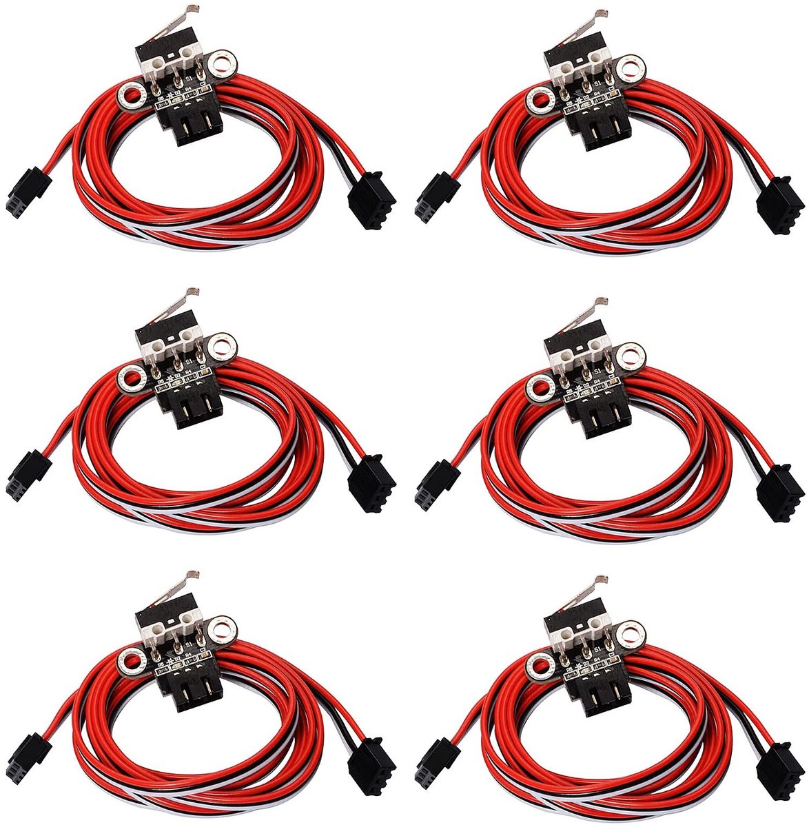 Dailygoods- Eindmodule - Set van 6 - Mechanische Eindstop - 3 Polen - 1 Meter Draad - Eenvoudige Installatie - Activeringsindicator
