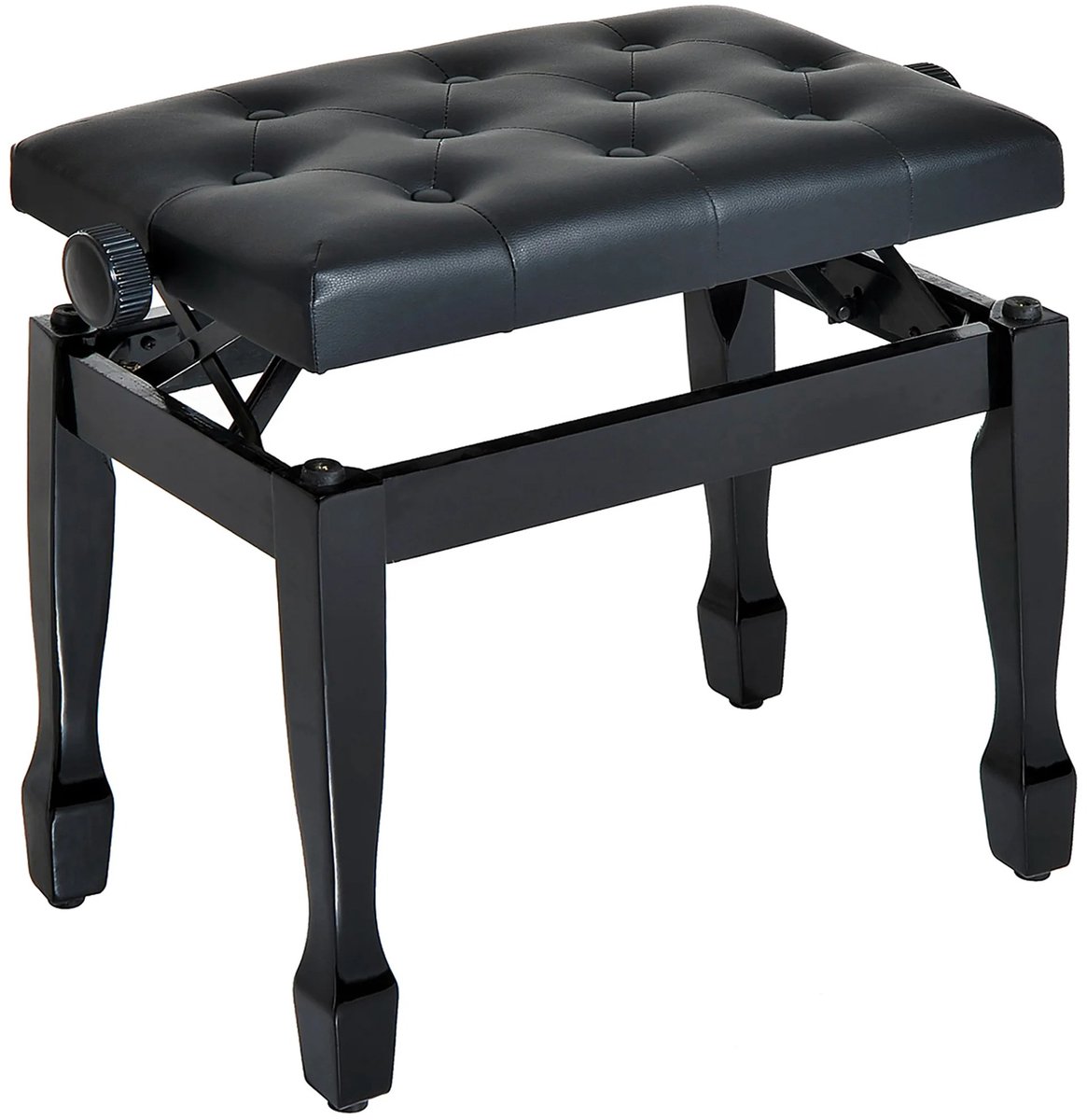 Noventra - piano kruk - piano bankje - verstelbaar - 64 x 35 x 45 cm - zitgedeelte verstelbaar van 45 cm tot 55 cm - zwart