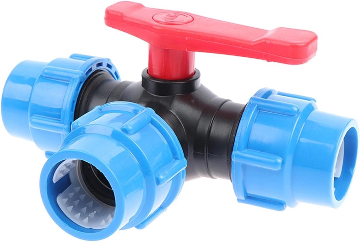 Kogelkraan Driewegklep - Pijp Klep - Water Gas Regelen - Snel Openen Sluiten - 32mm - Blau