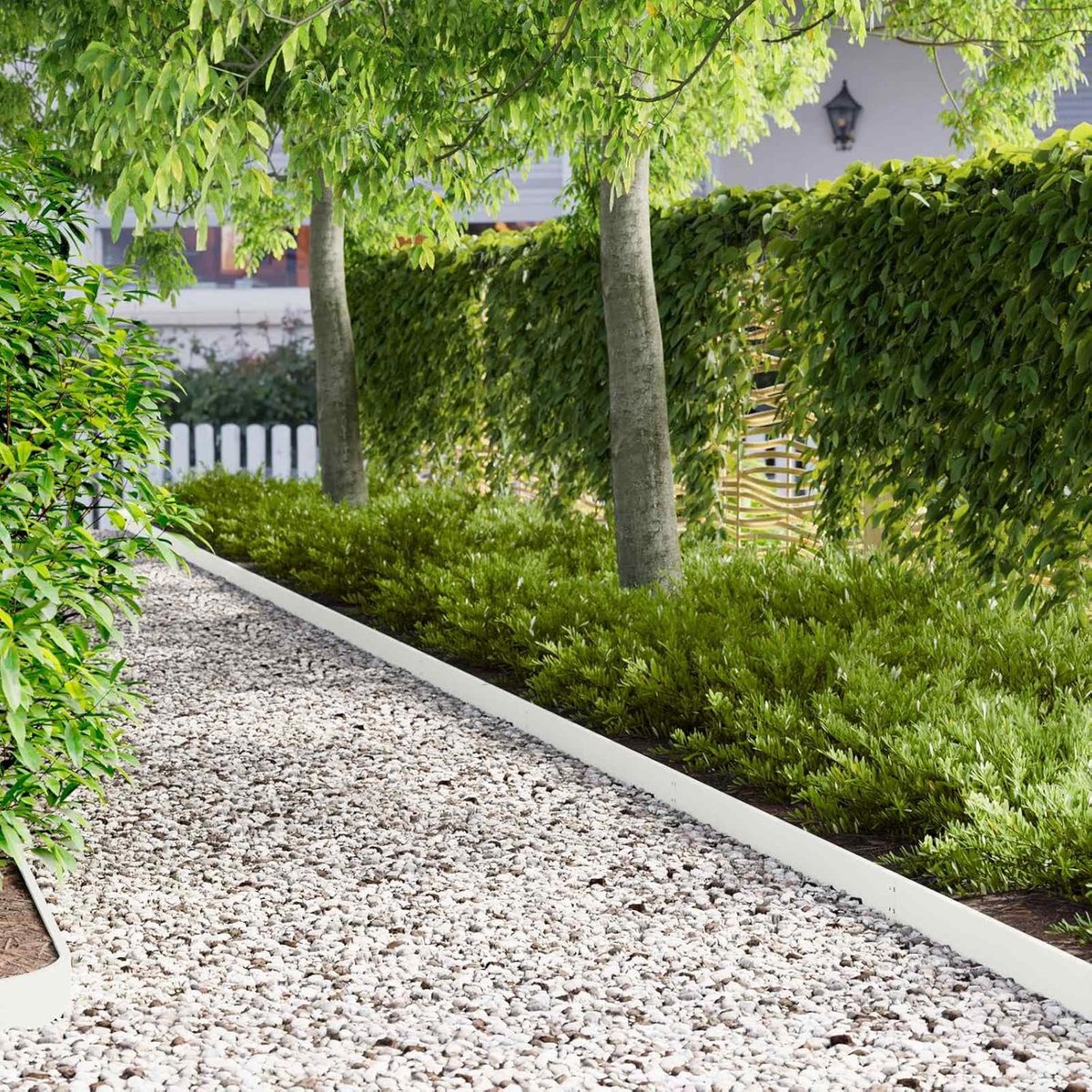 Gazonrand Set - Tuinrand Staal - Tuin Organiseren - Weerbestendige Coating - 10 Stuks 103cm - Wit