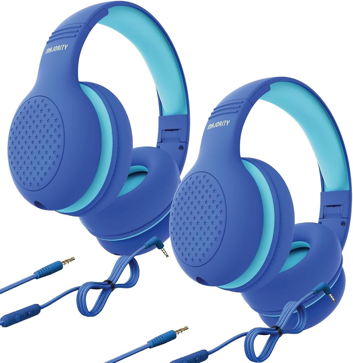 Kinderhoofdtelefoon Over-Ear - Audio Headset - Veilig Luisteren - Volumebegrenzer 85-94dB - 2 Stuks - Blauw