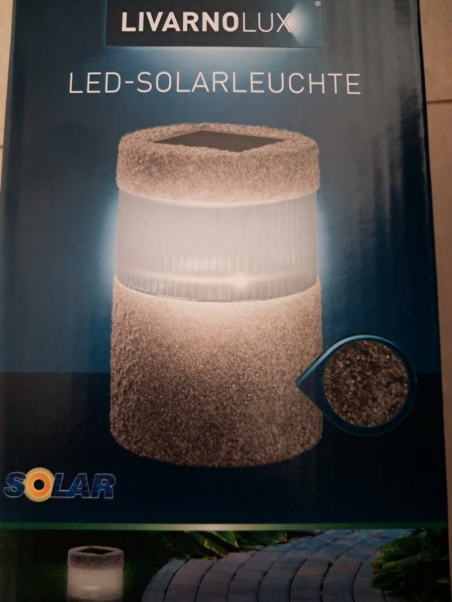 Livarno lux Solar LED Buitenlamp - Duurzame LED met wit licht - 11.5 x 24 cm - Donkergrijs - Rond