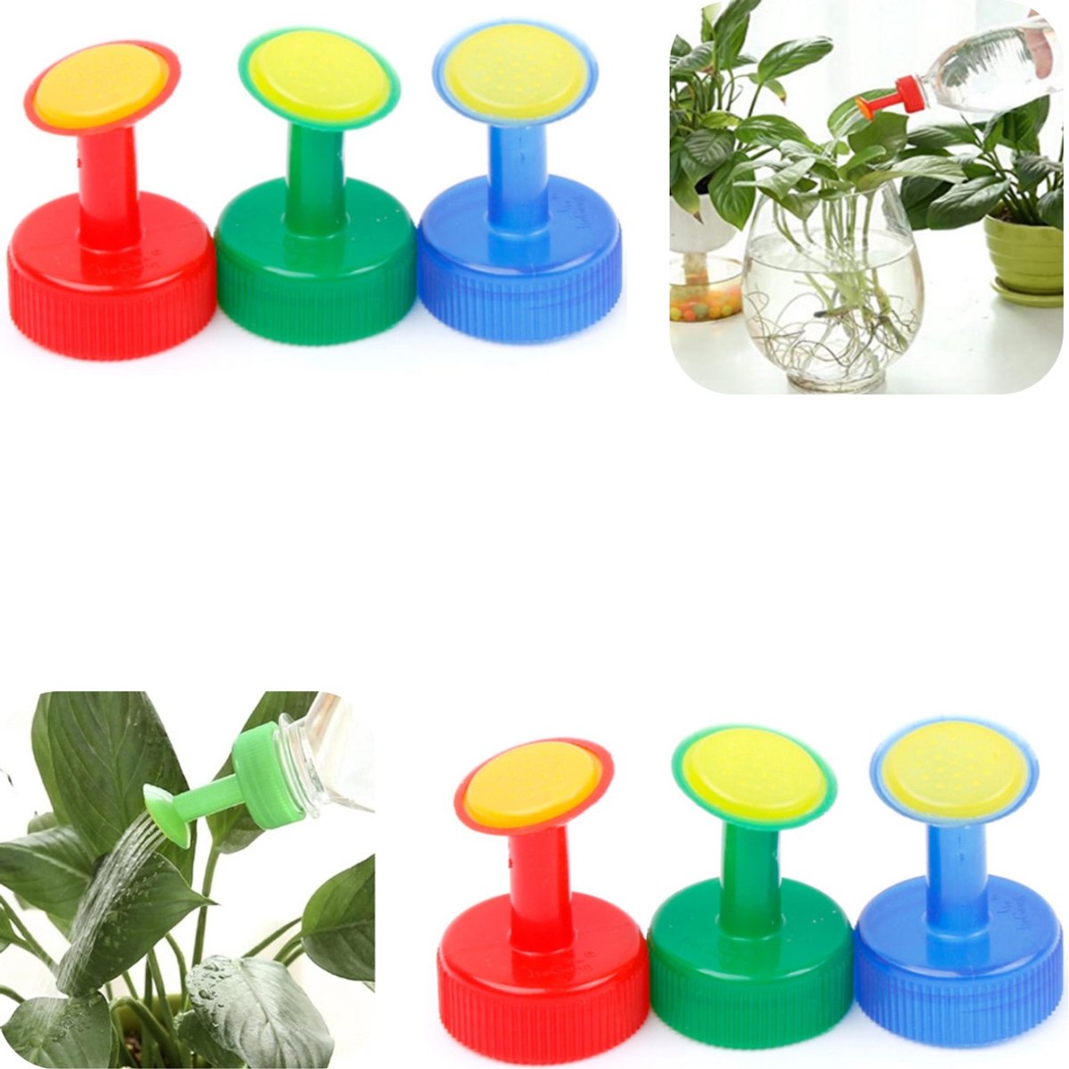 6 stuks sproeikoppen - flesdop sproeikop - waterkannetje sproeikop - groente bewateringsapparaat - verstelbaar - lichtgewicht- vuilbestendig - tuinieraccessoires - geschikt voor zaailingirrigatie, plantenonderhoud, tuinier (meerkleurig, 4,5*2,4*3 cm)