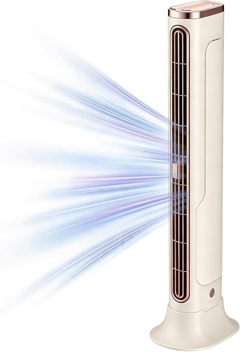 KZQ F3 Torenventilator - Bladloos - Oplaadbaar - 3 Snelheden - Stille Staande Ventilator - Voor Slaapkamer Woonkamer En Kantoor - Khaki