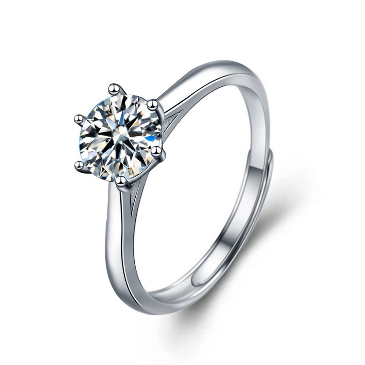 Matthew Studio® Luxe Solitaire Ring 925 Zilver – Grote Zirkonia Steen – Verstelbare ring – Inclusief Cadeauverpakking