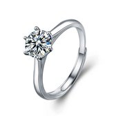 Matthew Studio® Luxe Solitaire Ring 925 Zilver – Grote Zirkonia Steen – Verstelbare ring – Inclusief Cadeauverpakking
