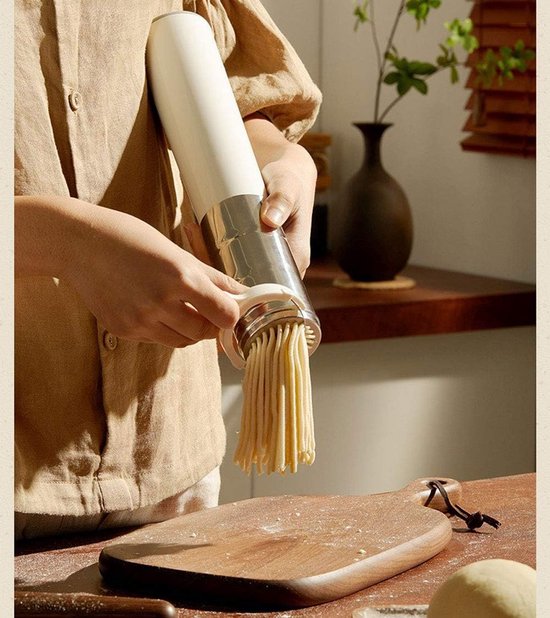 Pastamaker Elektrisch - Automatische Deegmaker - Zelf Pasta Maken - Draadloos Handzaam Ontwerp - 3 Vormen - Zilver — afbeelding 2