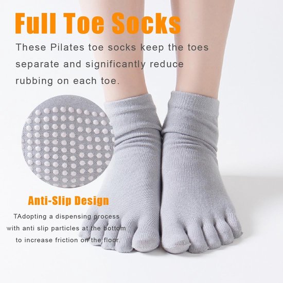 Yogasokken Antislip - 2 Paar - Katoen/Elastaan - Volle Teen - Zweetabsorberend - Ademend - Comfortabel Materiaal - Gripsokken — afbeelding 2