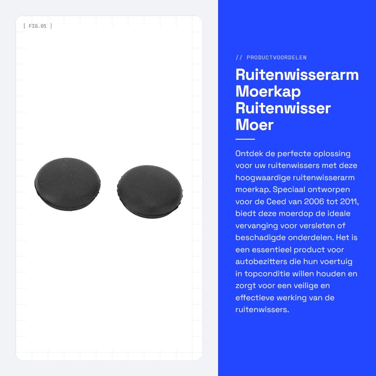 Dailygoods- Ruitenwisserarm Moerkap - Ruitenwisserarm Moer Afdekkap - 2 Stuks - Vervanging voor Ceed 2006-2011 - Duurzaam Materiaal - UV- en Weerbestendig
