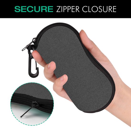 Dailygoods- Zonnebrilcase Ultra Lichtgewicht - Neopreen Hoes - Bescherming voor Bril - Riemlus Bevestiging - Handige Opberghoes - Ideaal voor Reizen - Brilhoes van Dailygoods — afbeelding 4