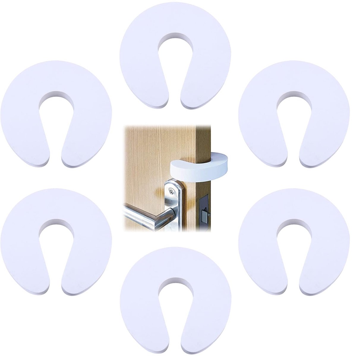 Dailygoods- Deurstopper Schuimrubber - Deurstoppers voor Binnen - Deurvastzetter - Anti-klemmen - 6 Stuks - Tochtbescherming - Deurbuffer
