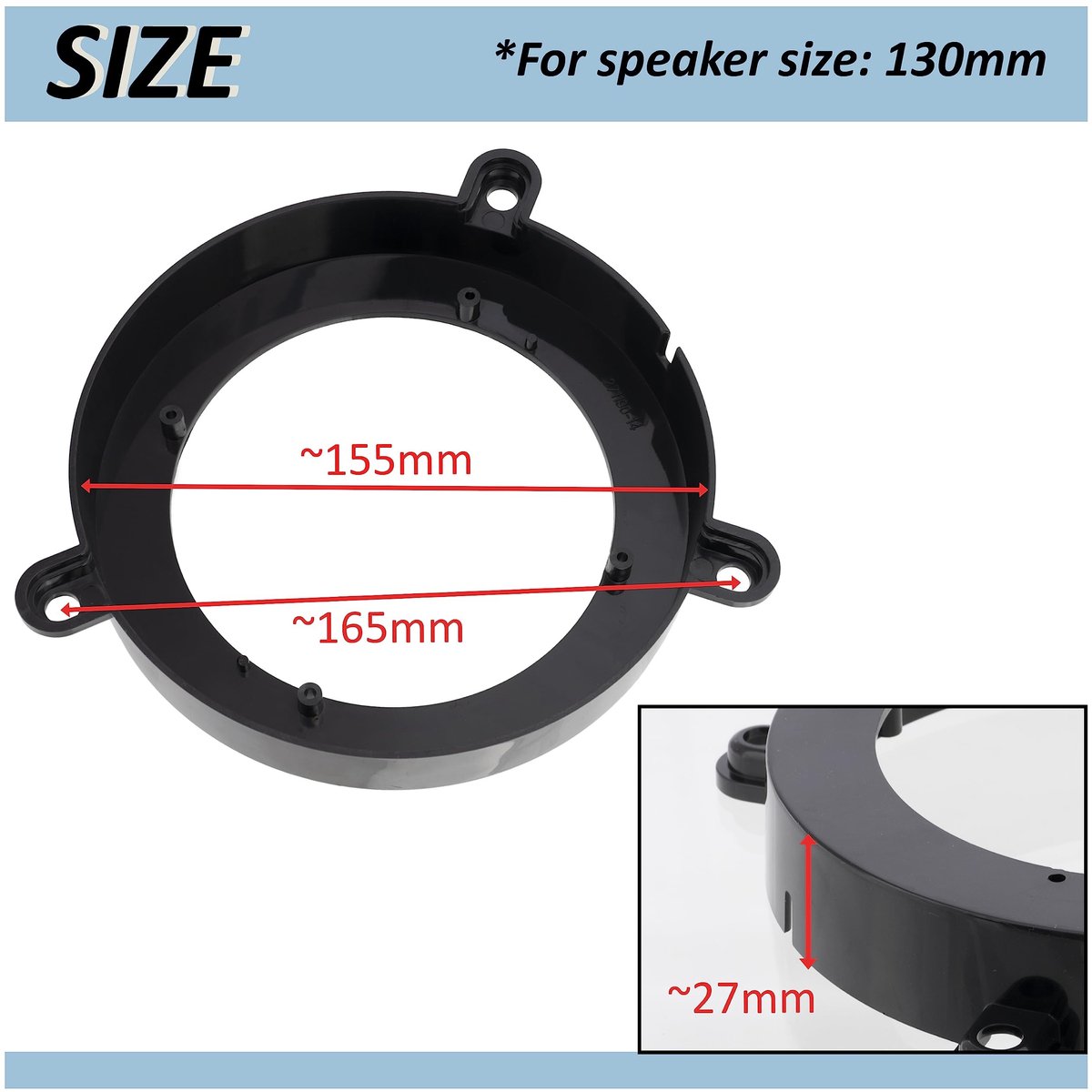 Dailygoods - Set van 2 adapters voor autoluidsprekers - Voor optimale geluidskwaliteit - Ø130 mm - Geschikt voor Mercedes-Benz C-klasse - Eenvoudige i...
