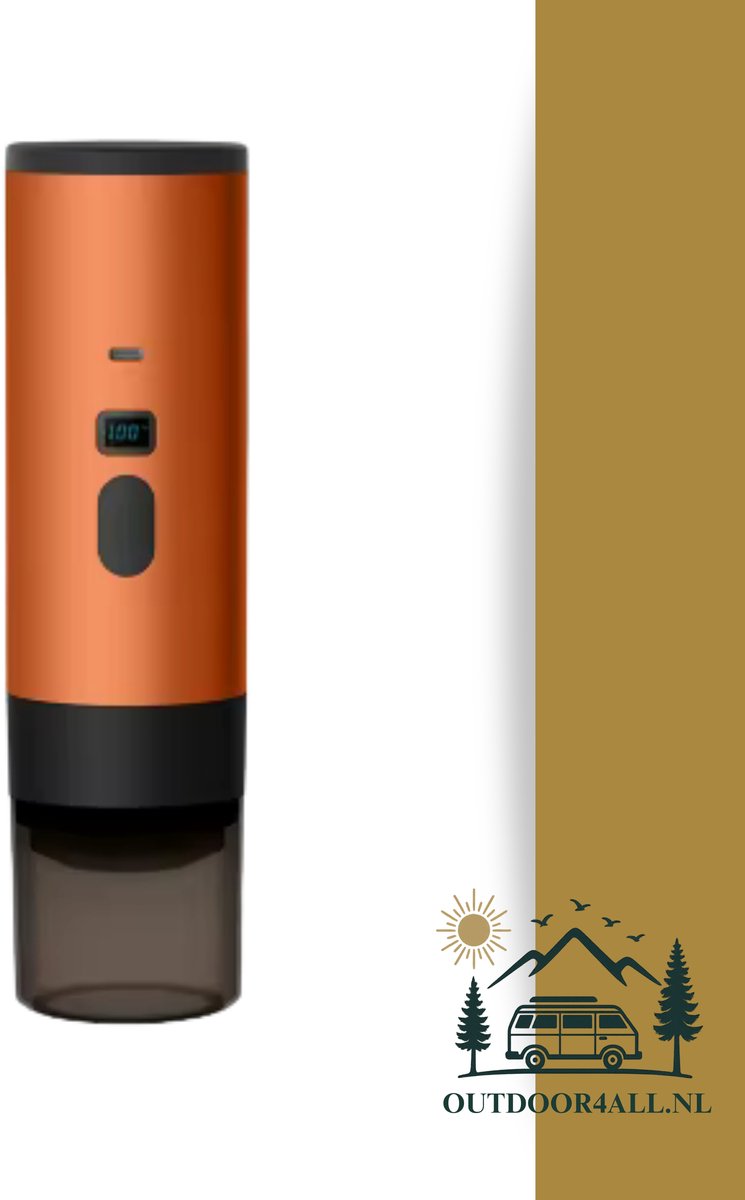 Draagbare Coffee maker voor camping, op reis of onderweg - Oplaadbaar - Oranje