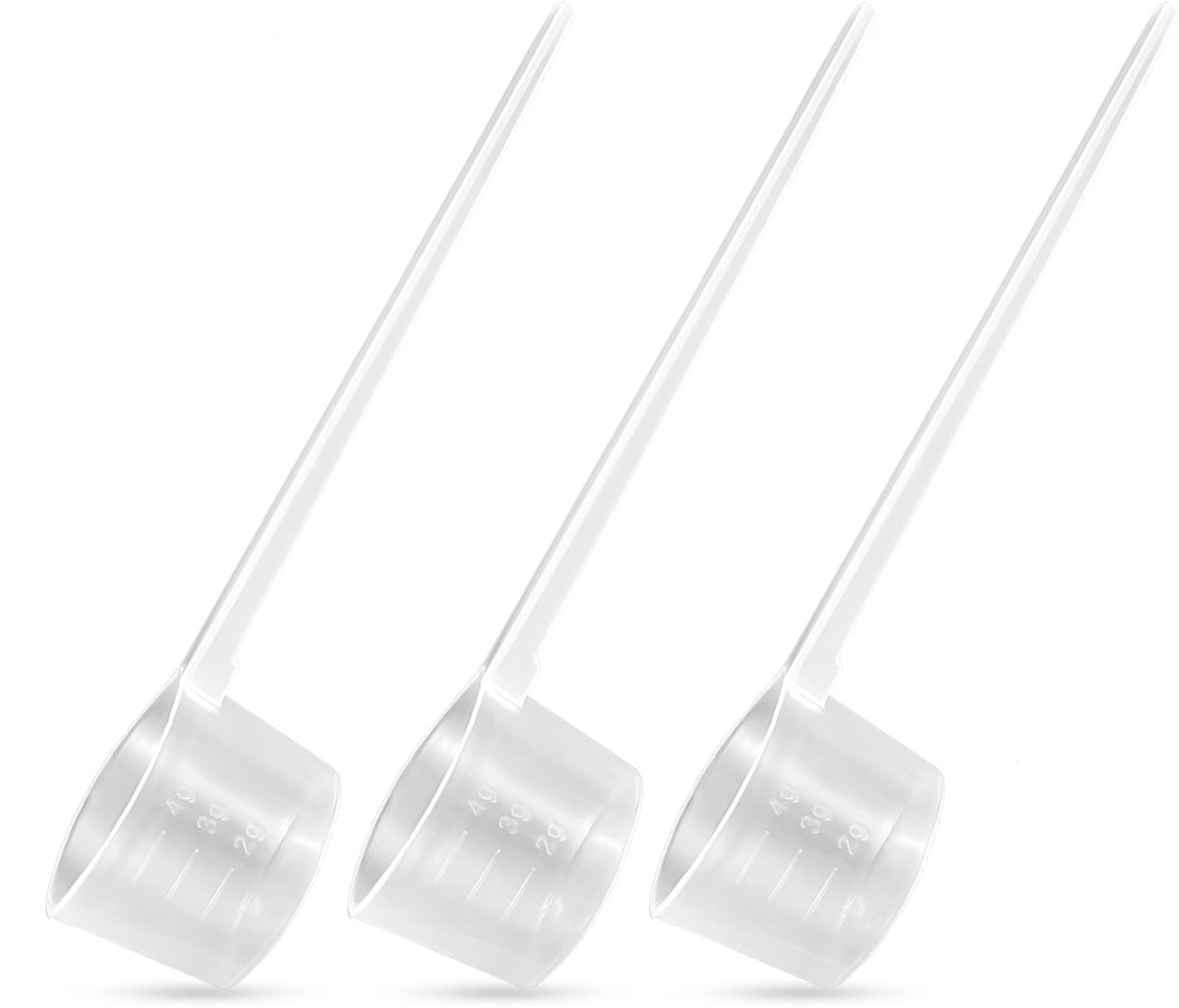 Dailygoods- Maatlepels 3 Stuks - Doseerlepel - Maatlepel 5 g - Maatcups - Polypropeen - Afmetingen 11,1 cm - Veilig voor Voedsel
