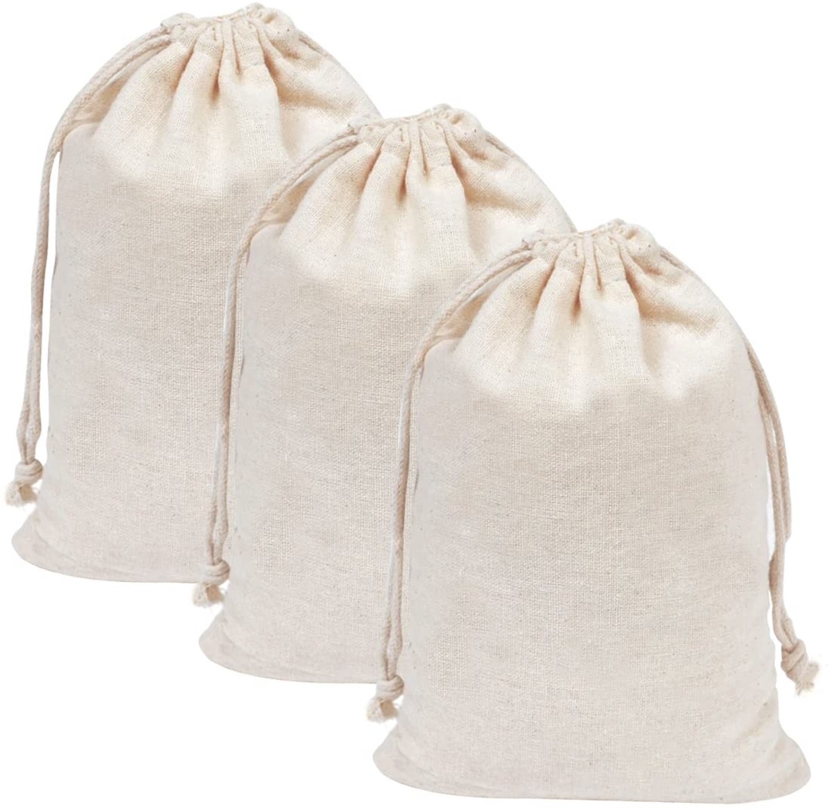 Dailygoods- Broodzak Set Van 3 - Herbruikbare Linnen Zak - 30 x 41,5 cm - Veilig en Milieuvriendelijk - Ademend en Droog - Broodtasje
