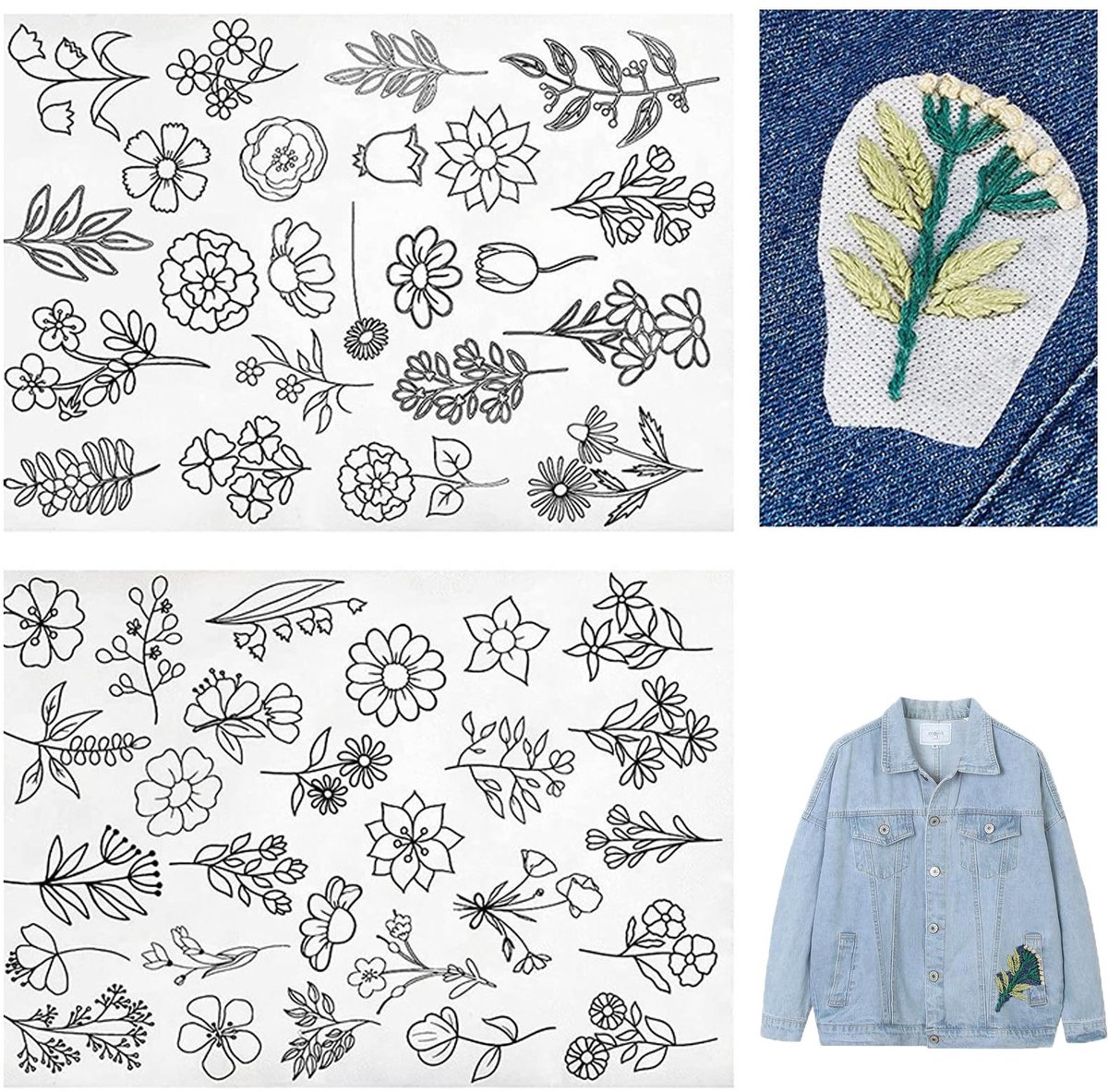 Dailygoods- Borduursjablonen Bohemienstijl - Borduurafbeeldingen - Borduurvlies Zelfklevend - Stabiliteit - Geschikt voor Katoen/Sijde/Linnen - Borduurpatronen