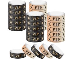 Dailygoods- VIP-armbanden 200 stuks - Waterdicht/Scheurbestendig - Verstelbaar - Feest/Evenement - Goud/Zwart - 25 x 1,9 cm - Evenementenarmband
