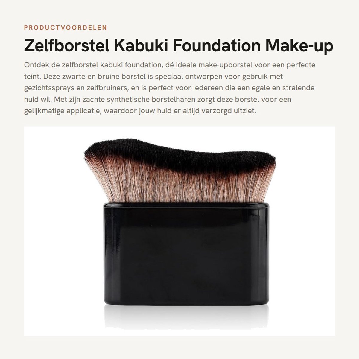 Dailygoods - Zelfborstel Kabuki Foundation - Make-up Borstel - Zwart-Bruin - Perfect voor Gezichtsmeer - Synthetische Borstelharen - Ideaal voor Zelfb...