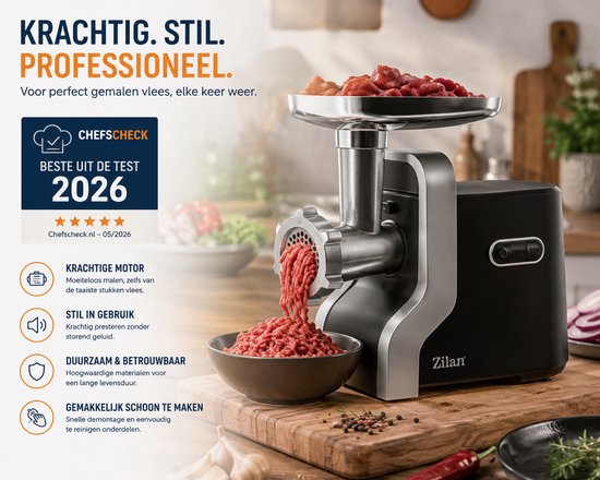 Zilan Vleesmolen 9-in-1 - 2100W Elektrische Gehaktmolen met Reverse - Worstopzetstuk & Kebbe Maker - 3 Maalplaten + Rasp- en Snijset - RVS Messen, Krachtige Motor van Zilan — afbeelding 3